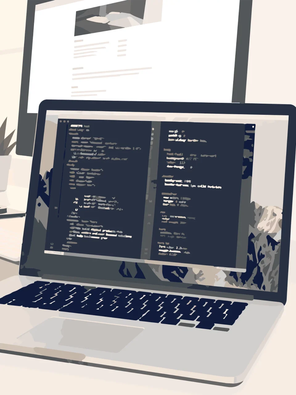 Sviluppatore al lavoro sul codice per la realizzazione di siti web e applicazioni personalizzate.