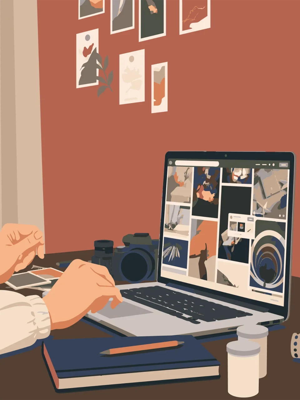 Professionista di una web agency al lavoro su sviluppo web, marketing digitale e progettazione grafica.